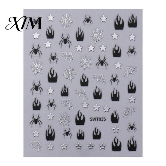 Dark Style Nail Decorations Halloween Art Stickers, Glitter Gothic Bat Decals, Flexible Theme Self-Adhesive Accessories for Women DIY, Holiday G