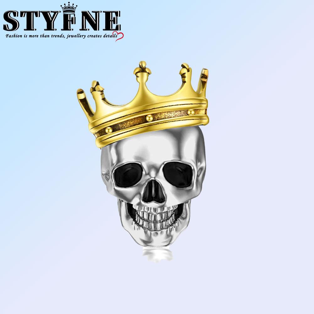 Copper Luminous Hip-Hop Black Skull Charm Pendant Beads Fit Original Bracelet For Women Valentine Day Jewelry Gifts