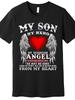 Men'S Memorial T-Shirt -  My Guardian Angel Son  Angel Wings & Heart Graphic, 100% Comfort Fit Short