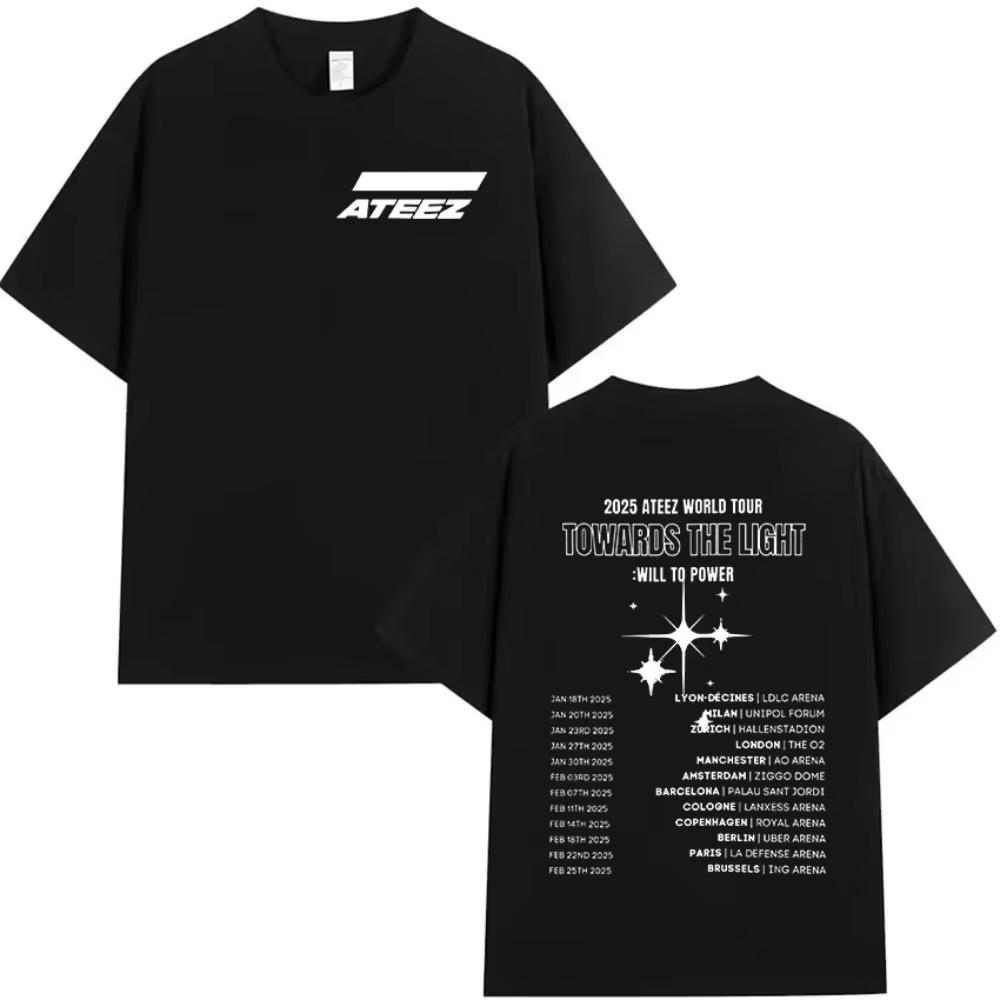 Korean Ateez Towards The Light Will To Power World Tour New T Shirt Men Women Hip Hop Kpop Short Sleeve Top summer Streetwear