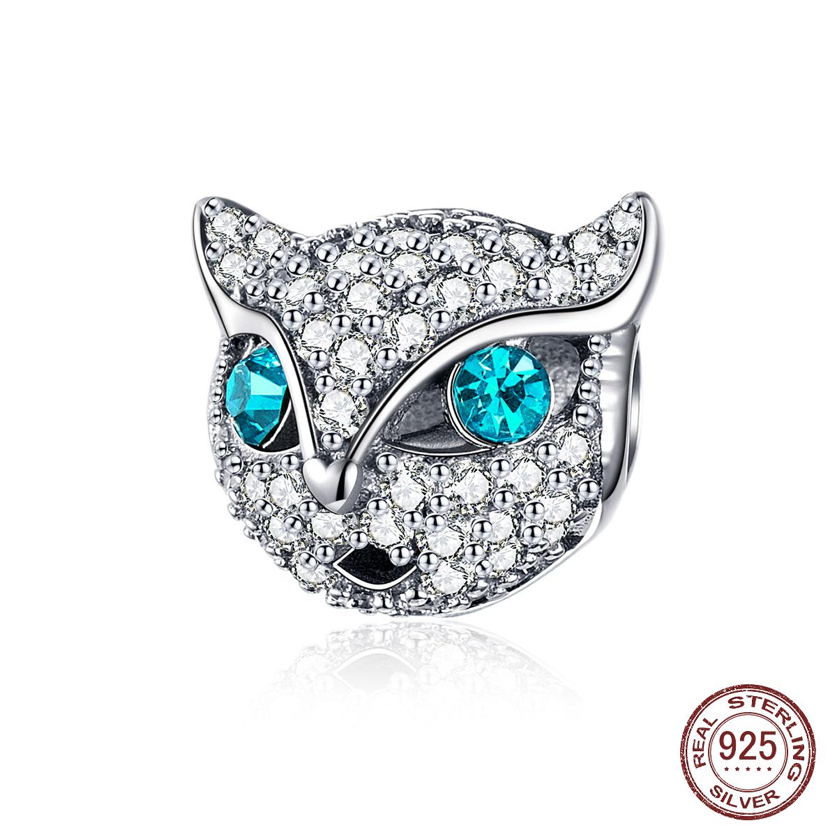 

925 Стерлинг Серебряный котенок Cat Fox Форма прелести ясные бусы подходят Браслет Роскошные ювелирные изделия