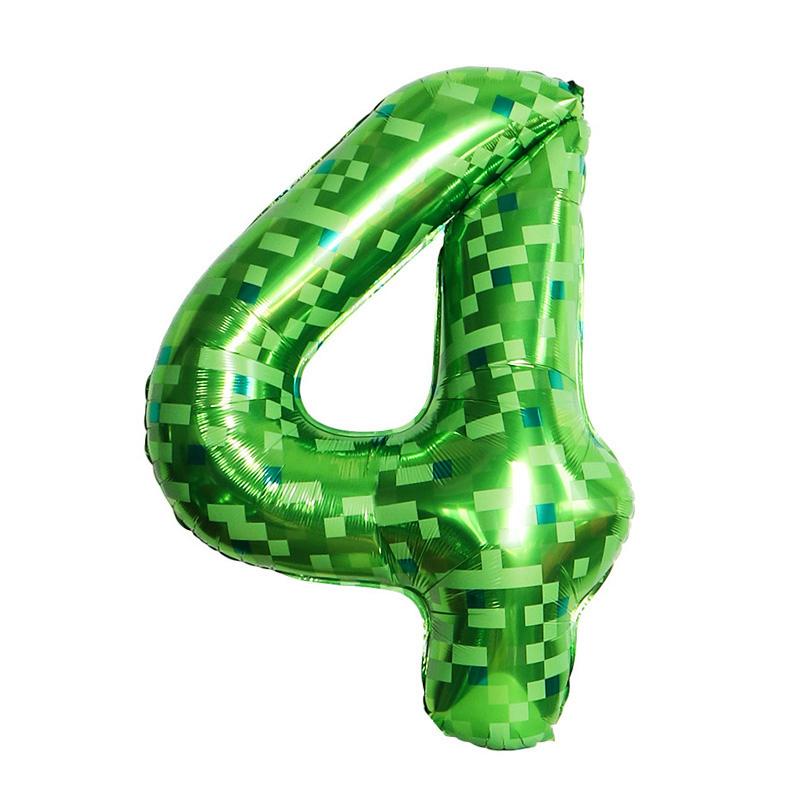 40Inch Green Mosaic Number Foil Balloon Kids Boys Game Theme Birthday Party Decoration Favors 0-9 Digital Balloon Supplies Gift