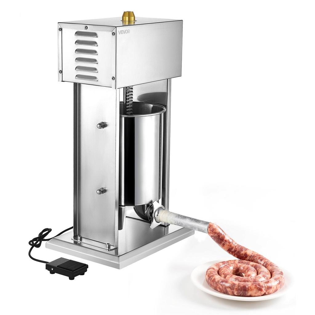 Electric Sausage Stuffer, 22 LBS / 10 L Vertical Meat Stuffer, Stepless Speed Control and Foot Pedal, Stainless Steel Heavy Duty Sausage Filler with 4
