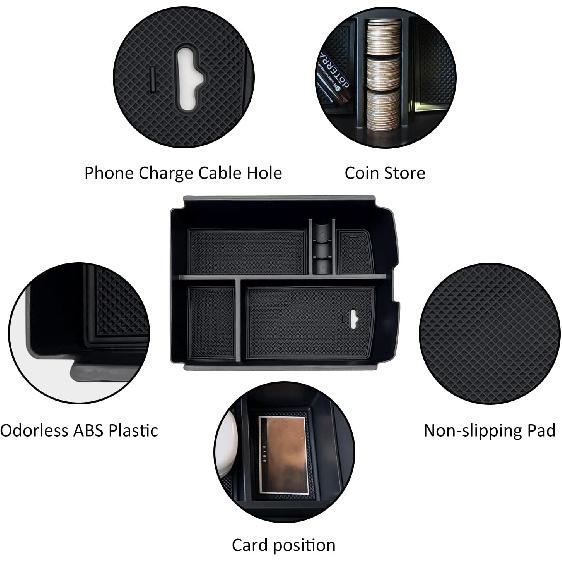 JOJOMARK For VW Atlas And Cross Sport Accessories Center Console Organizer 2018      Ert ABS Armrest Box Secondary Storage (Not Fit For 2024)