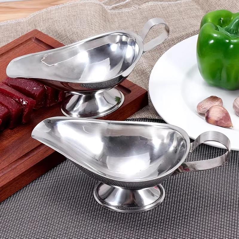 304 Stainless Steel Sauce Boat Steak Black Pepper Sauce Tableware Sauce Boat Tomato Juice Container Kitchen Restaurant Bar Tool
