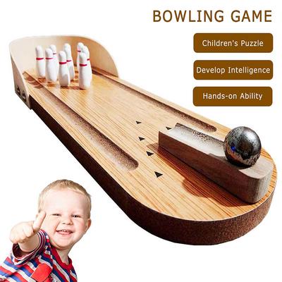 Mini-Desktop-Bowlingspiel-Spielzeugset aus Holz, lustiges interaktives Eltern-Kind-Tischspiel für den Innenbereich