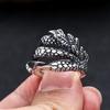 Adjustable Open Ring Men Women Sterling Dragon Claw Design Vintage Retro Statement Jewelry