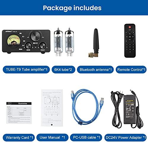 AIYIMA T9 Bluetooth 5.0 100W*2 Röhrenverstärker 2.0 Kanal Vakuumröhre USB DAC Stereo HiFi Heimaudio Digitalverstärker mit RCA/COA/Opt/PC-USB und VU