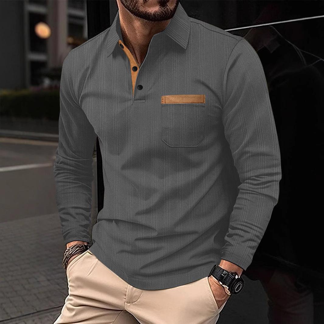 

Новая мужская рубашка поло: Деловая повседневная мода с воротником и длинными рукавами, спортивная одежда XXL