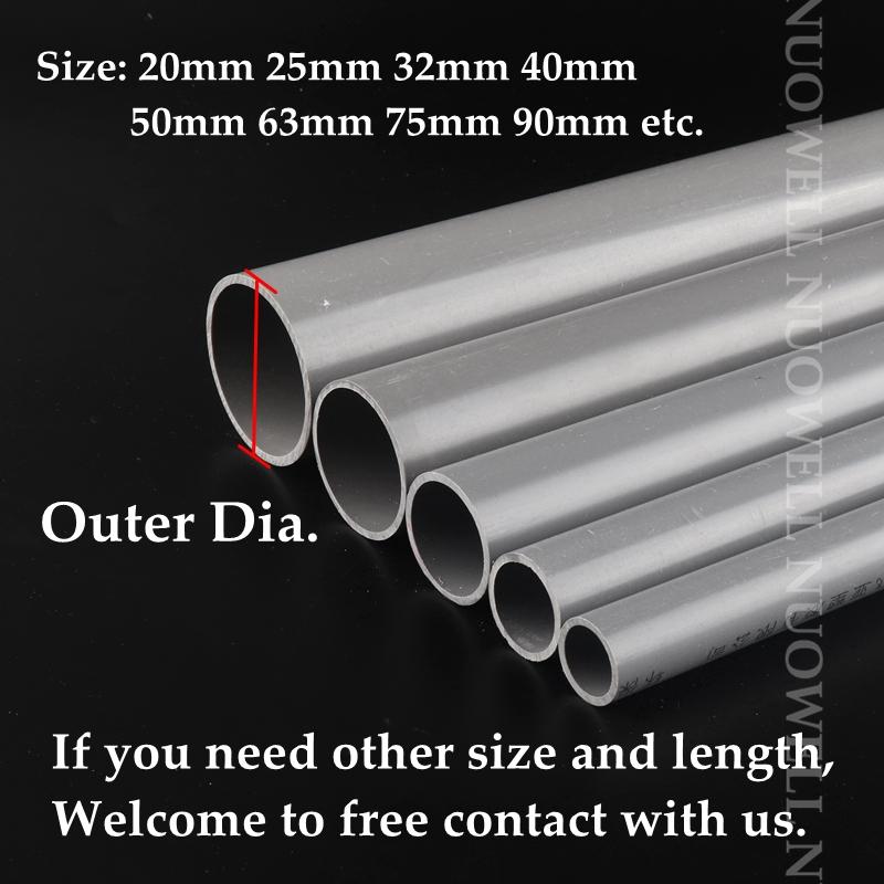 1pc O.D 20~32mm Gray UPVC Pipe Aquarium Fish Tank Tube Hydroponic Planting Frame Experimental Pipe Garden Fittings 50CM Long