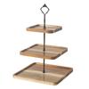 Wooden Storage Rack for Cakes, Fruits, and Snacks with Multi-layered Trays Decorative Wood Desserts Stand with Tray Fruit Plate