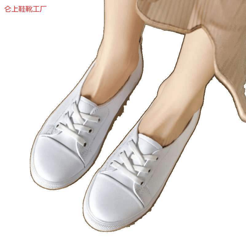 Spring and Summer Shallow Mouth Flat Bottom Breathable Leather Shoes