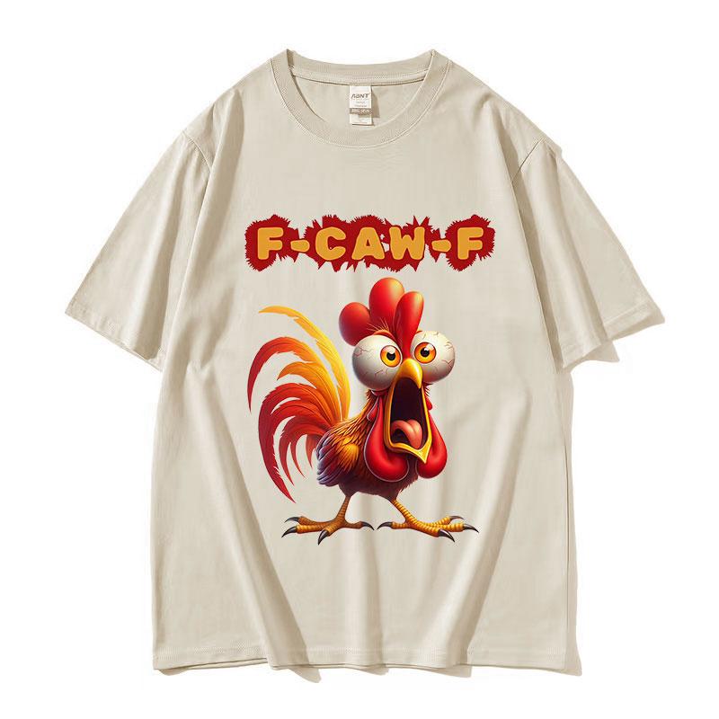 F Caw F Chicken Funny Rooster Meme T Shirt Men Women Vintage High Quality Pure Cotton T-shirts Summer Casual Oversized T-shirt