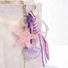 DIY Jewelry Starfish Shell Keychain Pearl Bow Key Ring Fashion Mobile Chain Pendant  Women Girls