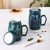 Nordic Style Simple Mug Ceramic Water Cup Mirror Cup Cover Mug Coffee Cup Milk Cup Large Capacity Drinking Cup