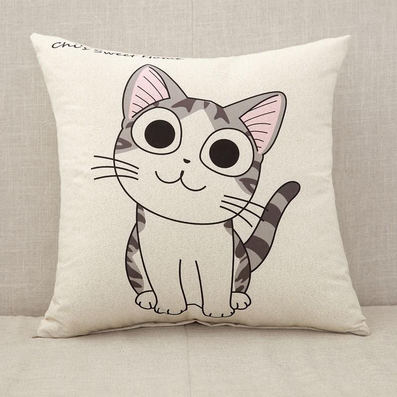 Cartoon Gift Pillow Sofa Bay Window Linen Cushion Cover