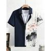 2026 Men's Spring New Short-Sleeved Shirt Plant Flowers HD 3D Printed Shirt Hawaiian Beach Party Clothes Men's Quick Drying 5XL