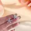 Fashionable Summer Blue Full Diamond Starfish Ear Studs Sweet Small Stud Earrings For Women Girls Beach Party Jewelry Gift