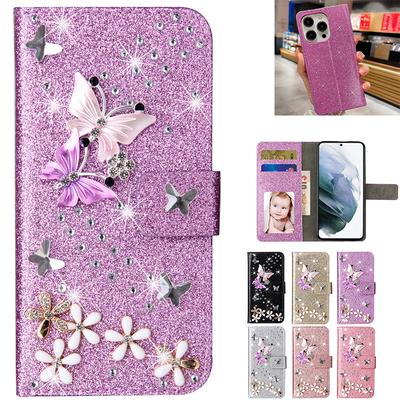 Glitzer Leder Hülle Für iPhone 17 ProMax Air 16 E 15 Plus 14 12 13 MINI 11 Pro Max Klapphandy Geldbörse Hülle