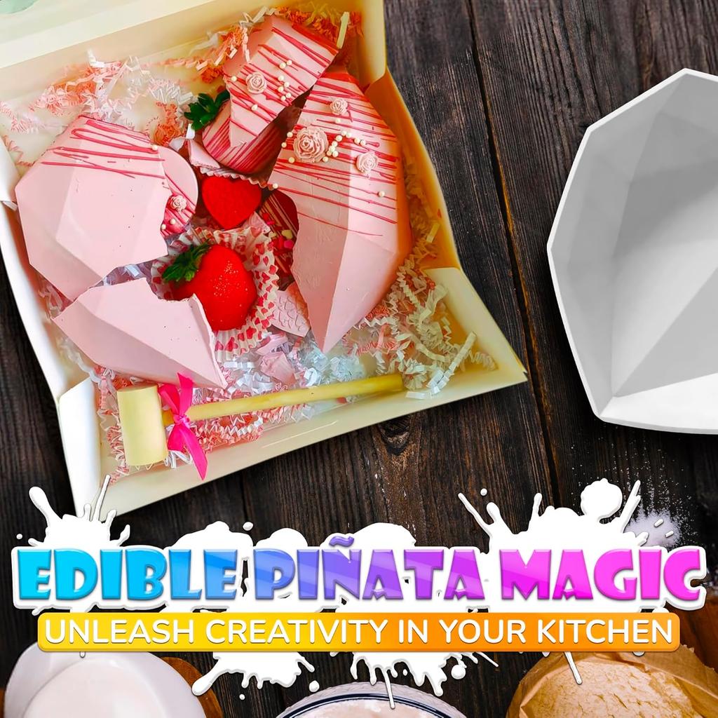 Diamond Heart Silicone Mold Flexible Heart Shaped Cake Pans for Baking and Freezing DIY Mould Cakes Mousse Chocolate Decorating