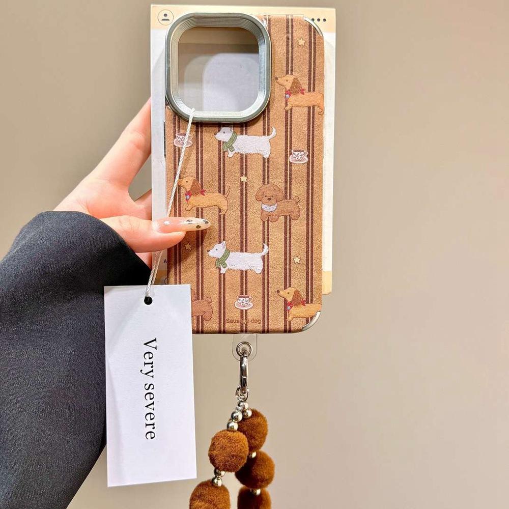 For Apple 16 Mobile Phone Case 13 New Model for IPhone15ProMax Maillard Style Brown Leather