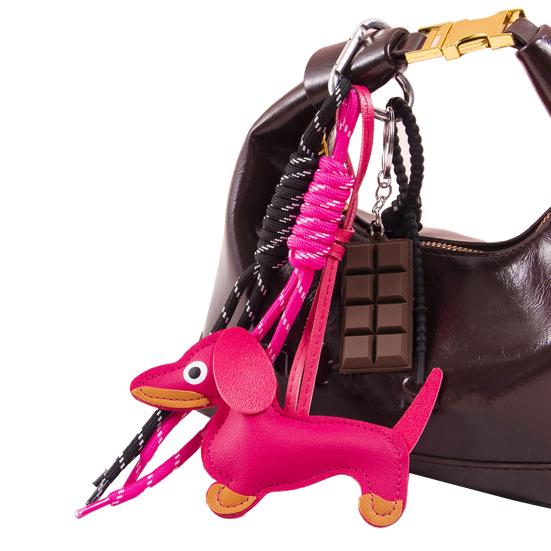 Yousheng Dachshund Dog Bag Pendant Bag Charms with Woven Umbrella Retractable Rope Keys Bags Wallets Accessories