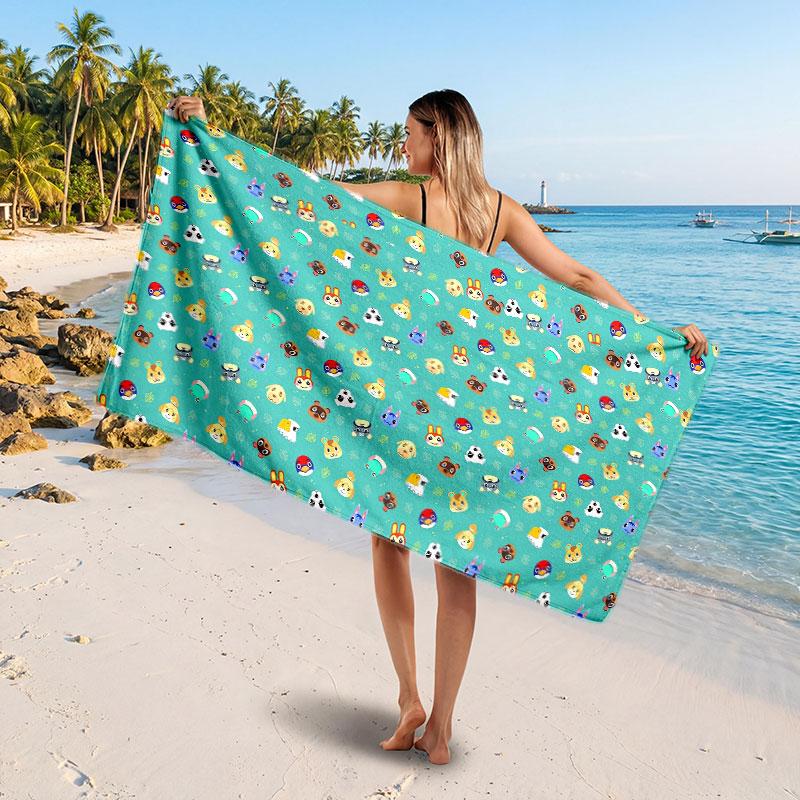 Large Beach TowelAnimal Crossing Soft Absorbent Towel Beach Bath Home Use