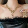"High-End Luxury Drop Necklace and Earrings Set - European and American Niche Versatile Jewelry"