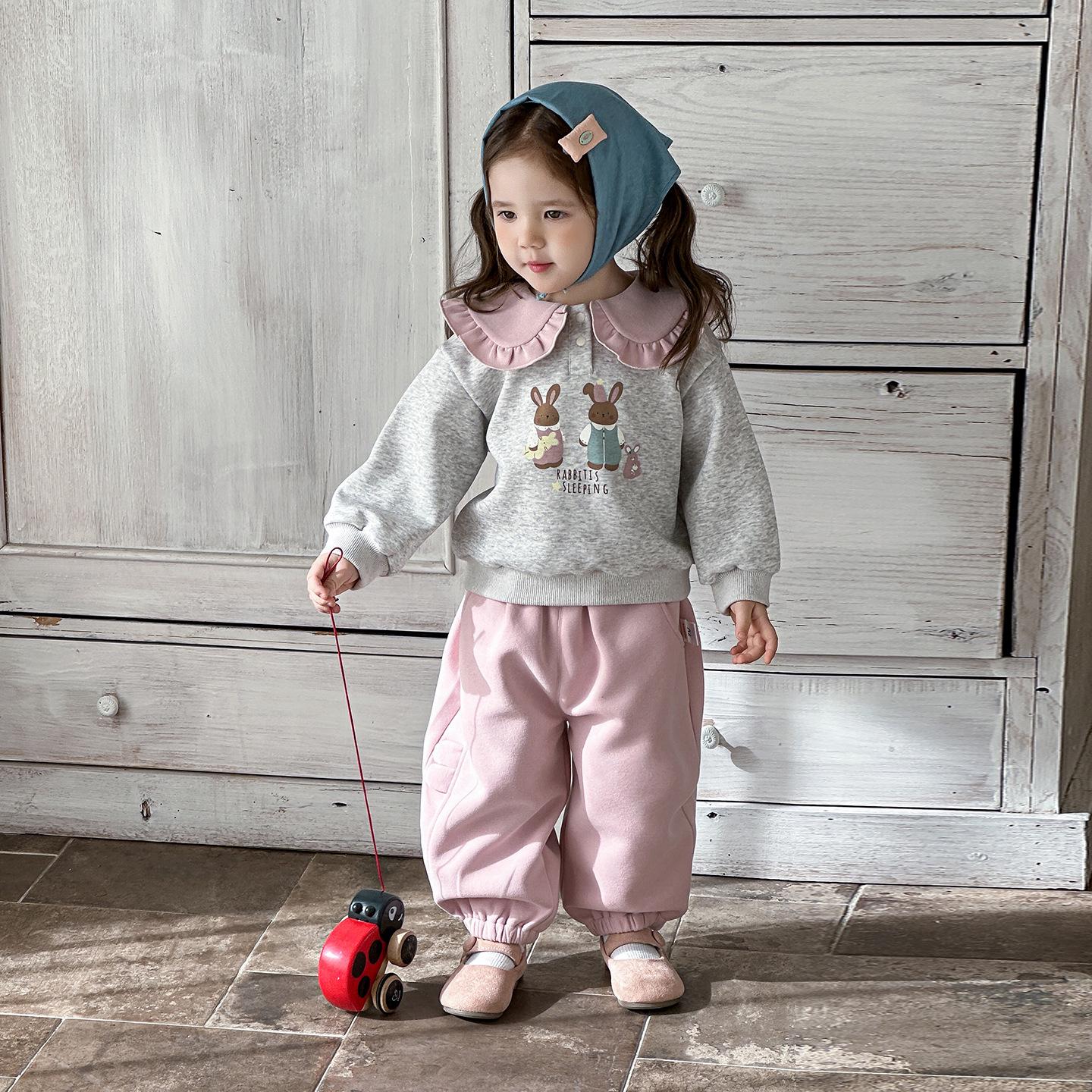 

2026 Spring Infant Girl s Korean Doll Collar Top & Pants Set 73 cm