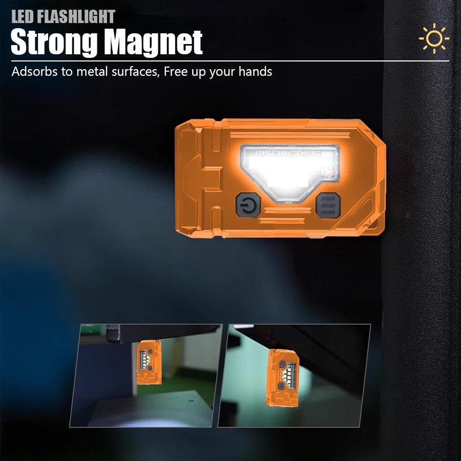 Portable Keychain Flashlight Led Rechargeable EDC Torch with Magnetic Cap Clip Lamp Flash Light Outdoor Camping Fishing Tool