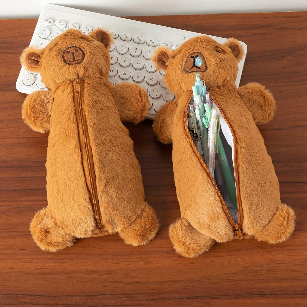 Cute Plush Capybara Pencil Pouch With High Capacity For School And Travel Gift