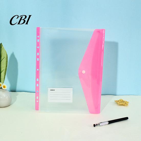 Binder Compatible Folder 11 Hole Clear File for A4 Binders, Colorful Plastic Document with Bag Snap Button & Label Slot, Transparent Project Organizer