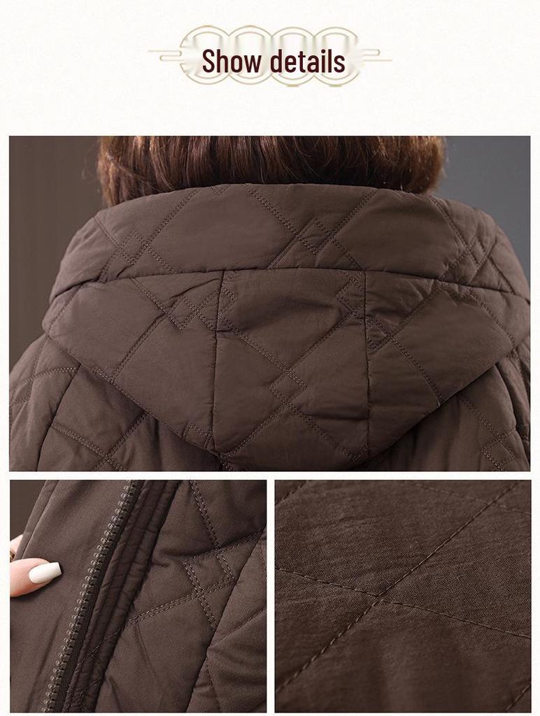 Mid-Length Retro Casual Plus Size Women's Hooded Cotton Jacket - Winter 2024