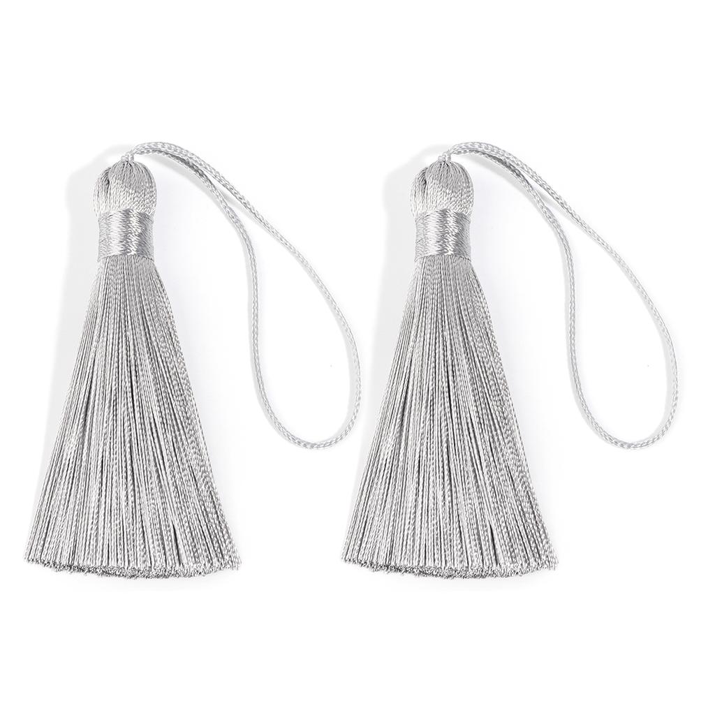 6pcs 82cm Long Silk Tassel Fringe Brush Handmade Soft Mini Tassels with Loops For DIY Craft Jewelry Making Souvenir Bookmark