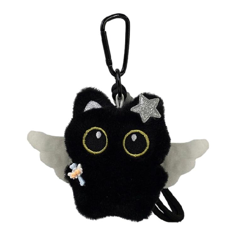 Chaveiro de Gato de Pelúcia Asa Fantasmagórica Estilo Fofo Adorável Pingente de Bolsa Material Macio Presente Para Decoração de Halloween Natal