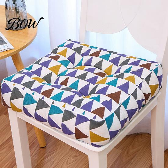 Thickened Soft Pad for Hard Chairs Modern Stylish Chair Cushion, Ultra Square Geometric or Seat Pads with Anti-slip Bottom Plant Prints, 15.75"x15.75"