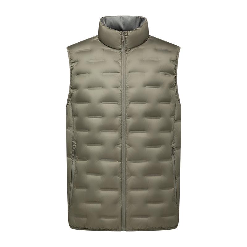 Leichte Daunenweste für Herren - Herbst/Winter Stehkragen Gilet mit Innenlage aus weißer Entendaune. Kurze, ärmellose Jacke.