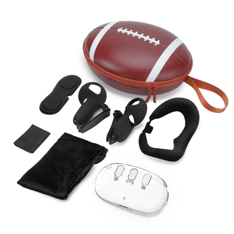 VR Headset Storage Protections Set for Quest3 Helmet Crystal Cover Drawstring Bag Silicone Grip Cover Lens Guard