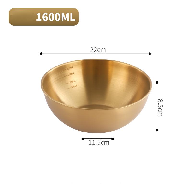 Bol de salată din oțel inoxidabil de uz casnic cu cântare coreeană Ramen Fidea Fructe Boluri pentru amestecare Veselă de bucătărie Veselă Ustensile