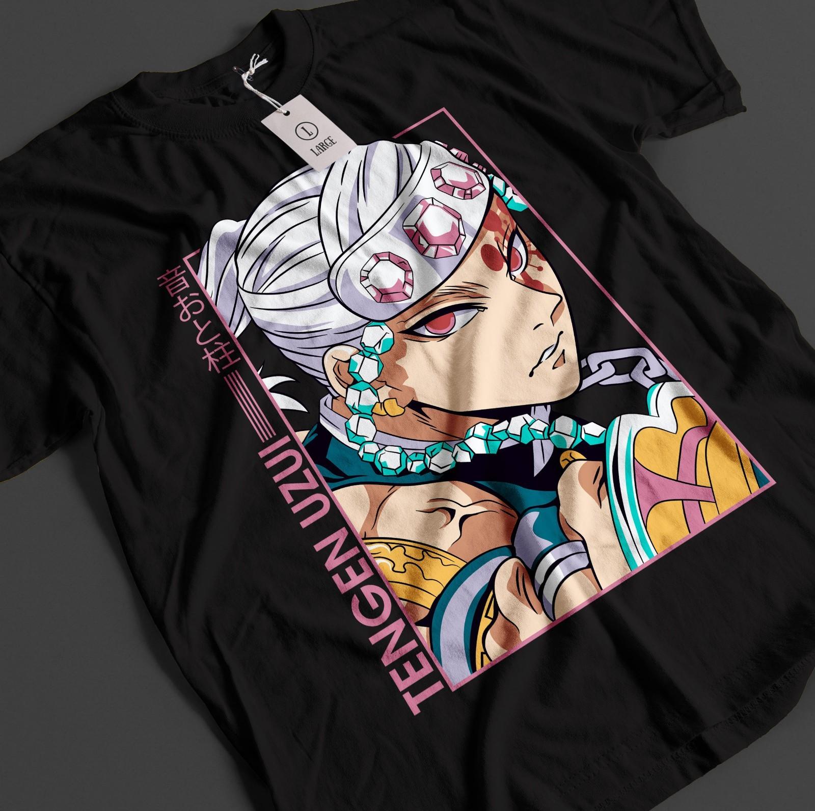 

Demon Slayer Shirt Tengen Uzui T-Shirt Mens Womens Tees Top Tanjiro KNY Anime Akaza Doma Muzan Tee L
