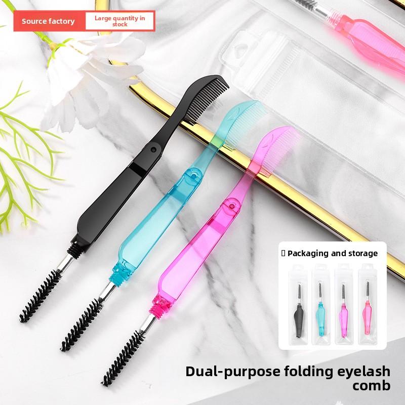 1PCS 2 In 1 Foldable Eyelash Comb and Eyebrow Brush Double Head Folding Eyelash Comb False Eyelashes Spiral Brush Eyebrow Comb