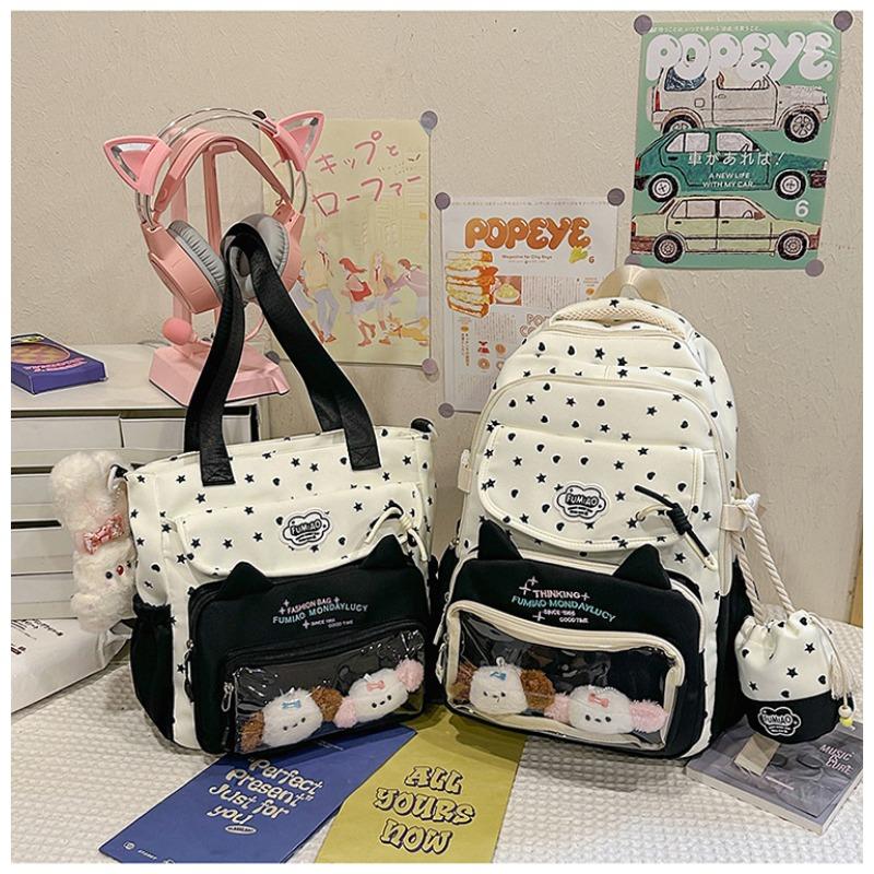 Cute Star Cat Junior High School Student Schoolbag Large Capacity High School Student Backpack Small Fresh Girl Pain Bag Baby Bag