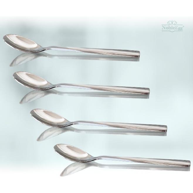 NobleEgg Egg Spoons for Soft Boiled Eggs, Coffee, Desserts | 18/8 Stainless Steel | 5.5 inches | Set of 4