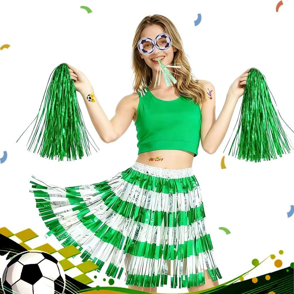 Fringe Skirt Soccer Fan Costume Supplies Set Cheerleading Gear Set  Game Day Match Party