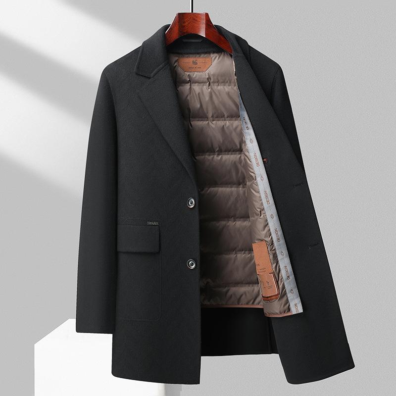 

Осенне-зимнее пальто Burnt Flower Craft из 100% шерсти с двухсторонним денимом, мужское шерстяное пальто со съемной подкладкой из гусиного пуха 4XL