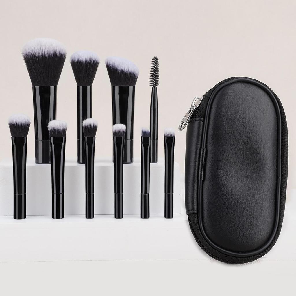 Mini 10-Piece Portable Makeup Brush Set: Eyeshadow & Powder Tools
