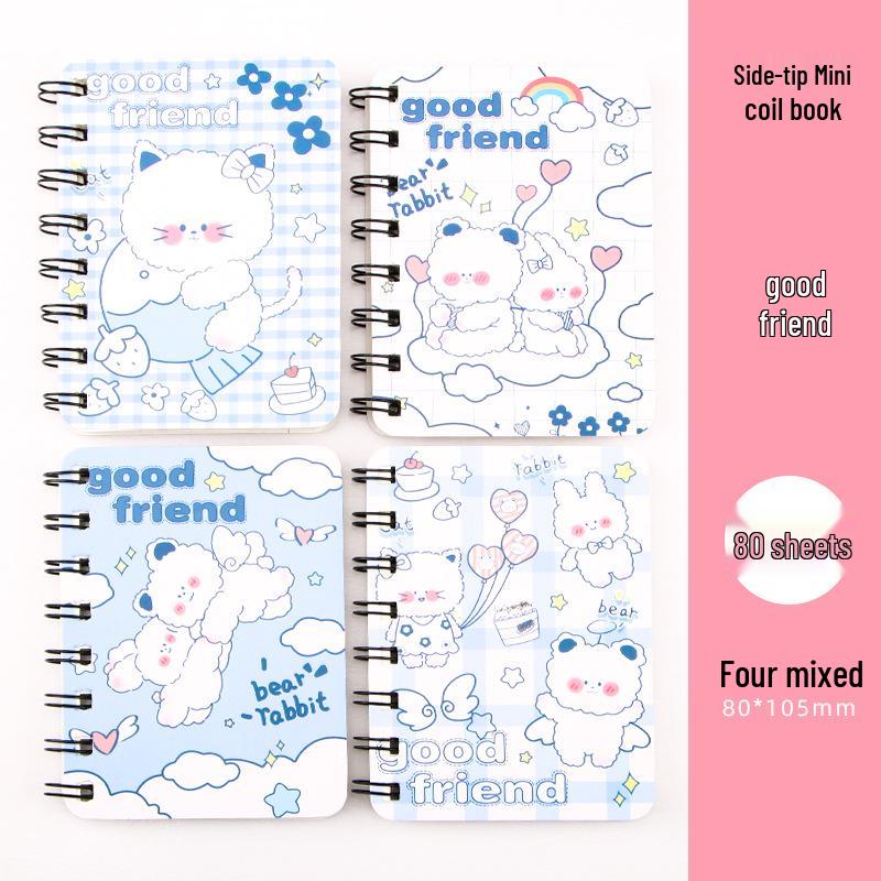 Cute Mini Cartoon Coil Notebook - Portable Pocket-Size Study Journal for Students