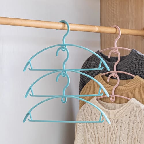 AYO Hangers, Trouser Hangers, Suit Hangers, Laundry Drying Hangers, Non-Marking Plastic Hangers, Set of 20, Blue, Wet/Dry Use, Hangers with Connecting