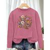 Plus Size Women's Long Sleeve T Shirt Flat Circular Mixed-color Daisy Wildflower Fresh and Soothing Print Daily Outfits for Home, Going Out,