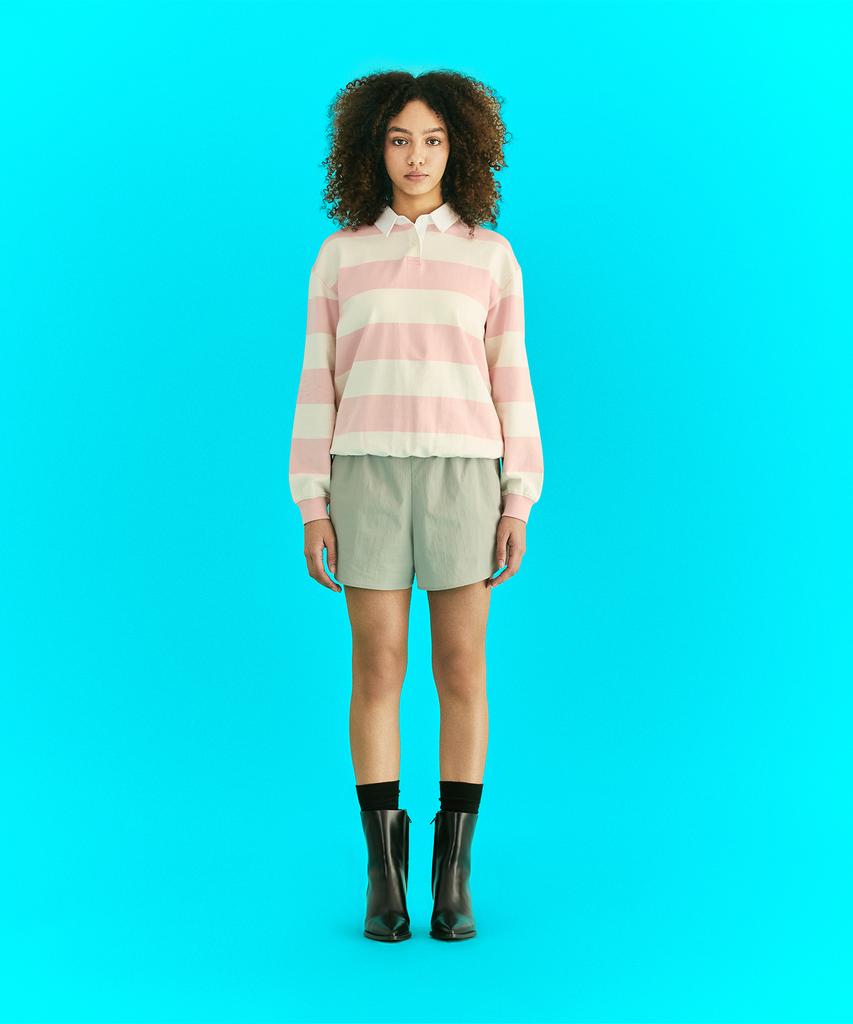 ERER Oxford Collar Stripe T-Shirt Pink